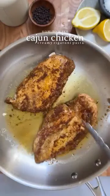 Creamy Cajun Chicken Rigatoni in Bowl