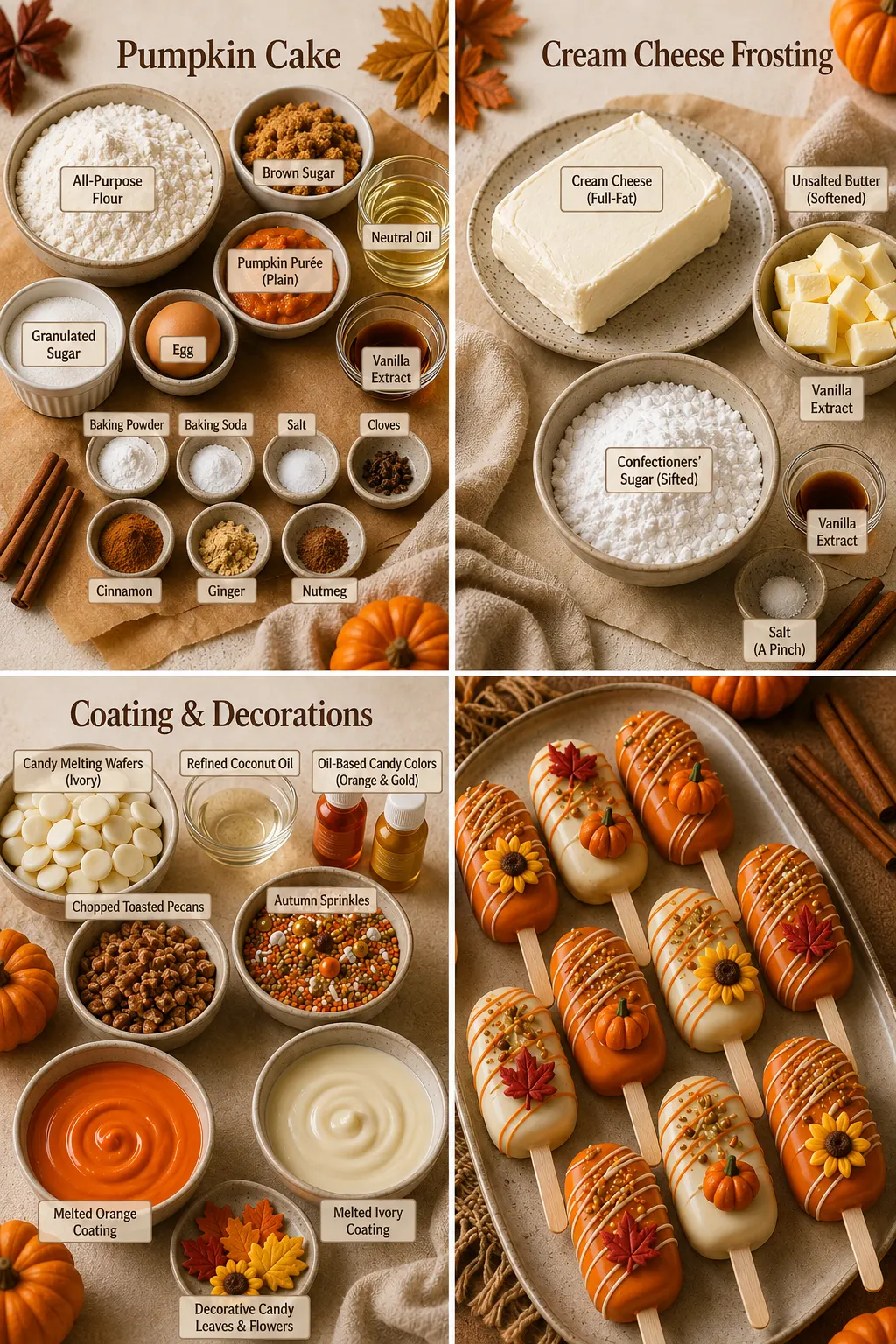 Thanksgiving pumpkin spice cakesicles with cream cheese