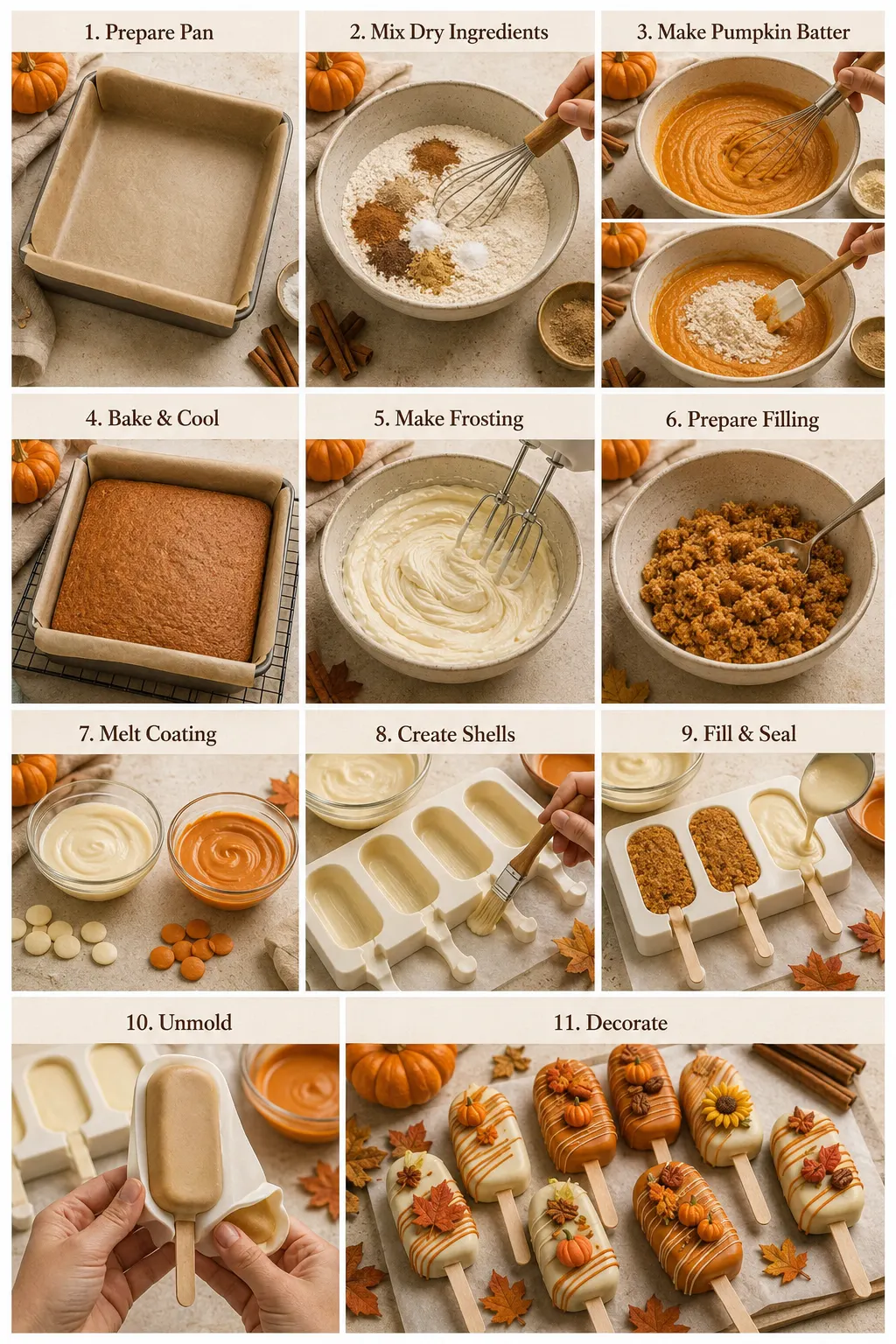 Thanksgiving pumpkin spice cakesicles with cream cheese