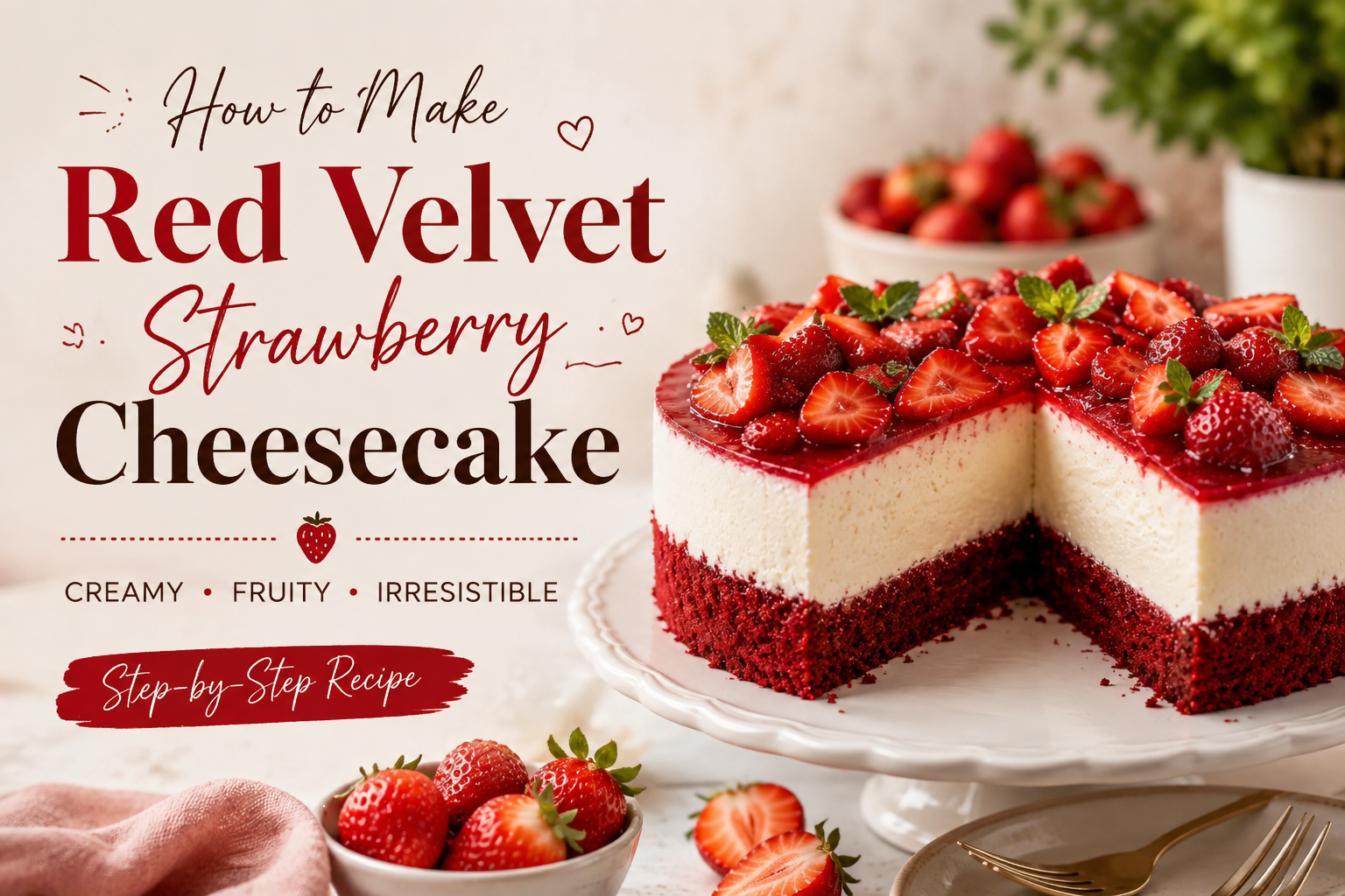 Red Velvet Strawberry Cheesecake