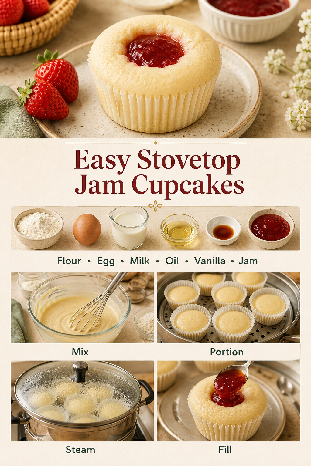 Stovetop Jam-Filled Cupcakes