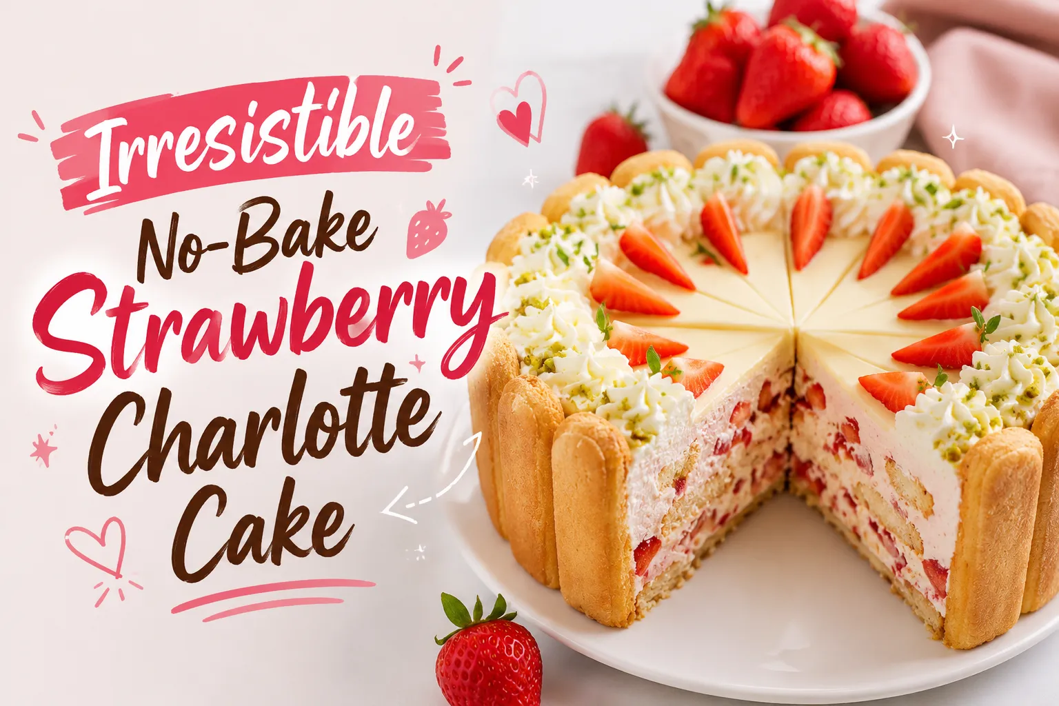 Irresistible No-Bake Strawberry Charlotte Cake