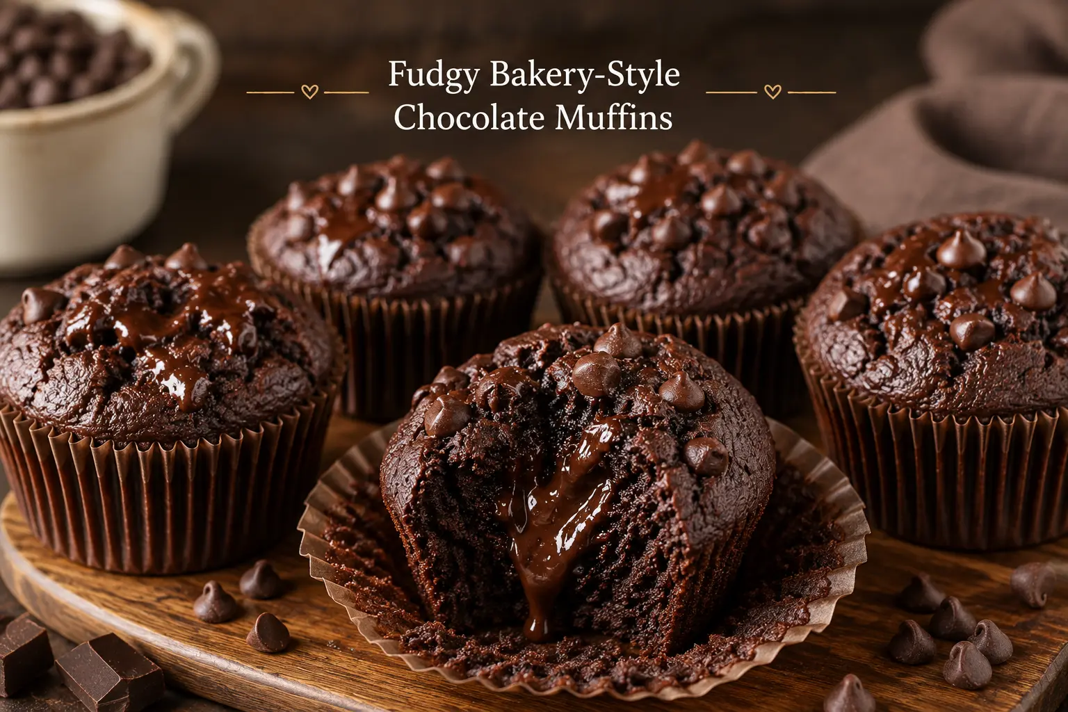 Fudgy Bakery-Style Chocolate Muffins