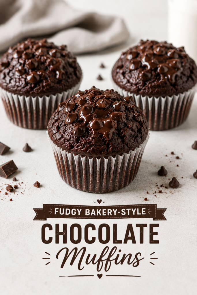 Fudgy Bakery-Style Chocolate Muffins