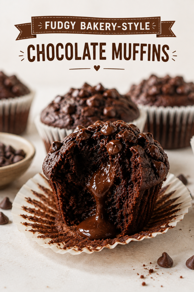 Fudgy Bakery-Style Chocolate Muffins