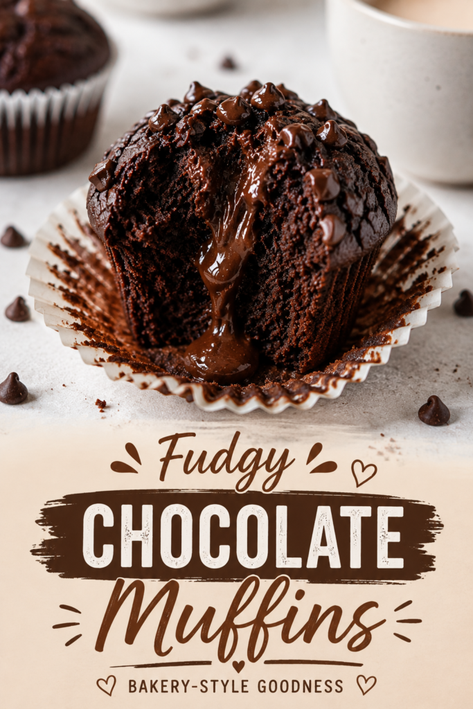 Fudgy Bakery-Style Chocolate Muffins