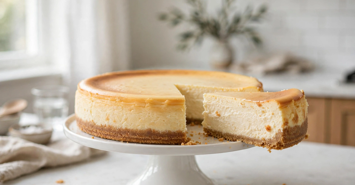 How long does cheesecake last in the fridge? Whole cheesecake on a cake stand