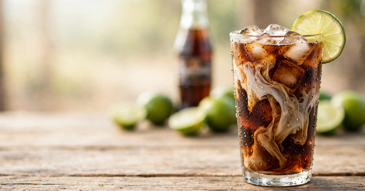 Dirty soda recipes: five fizzy cream-topped sodas in tall glasses with ice