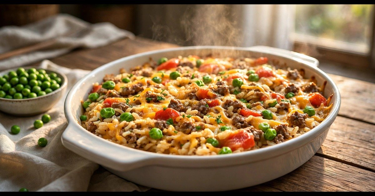 cheesy hamburger rice casserole recipe
