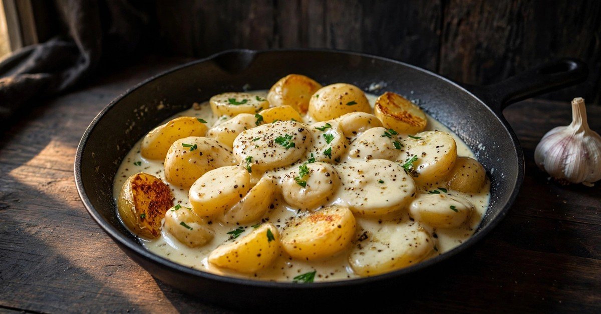 Creamy Garlic Baby Potatoes Recipe