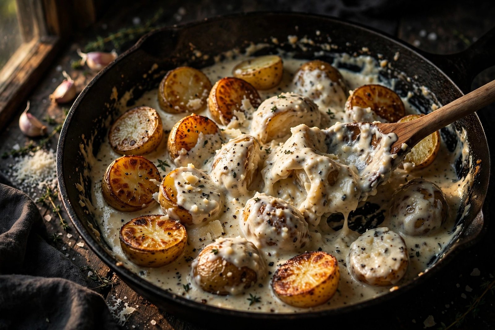 Creamy Garlic Baby Potatoes Recipe