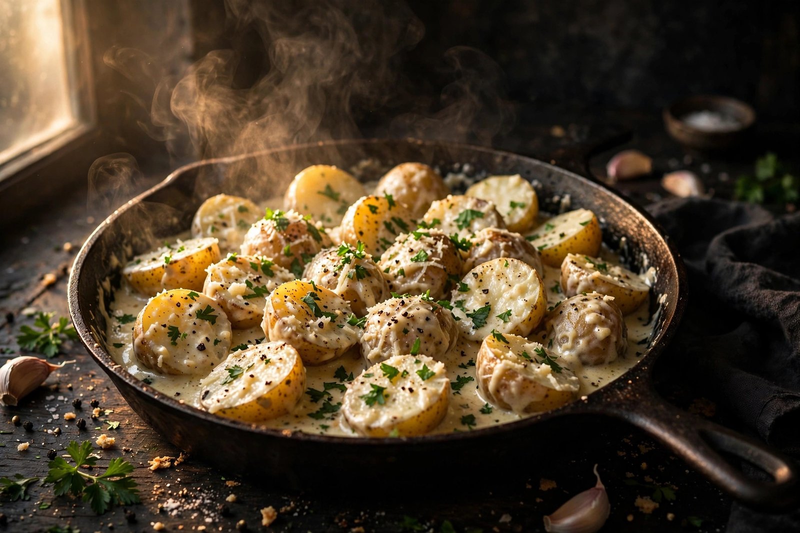 Creamy Garlic Baby Potatoes Recipe